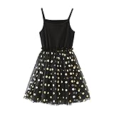 Le design est une robe à bretelles sans manches avec un motif à pois ludique et une jupe en mousseline transparente pour un charmant