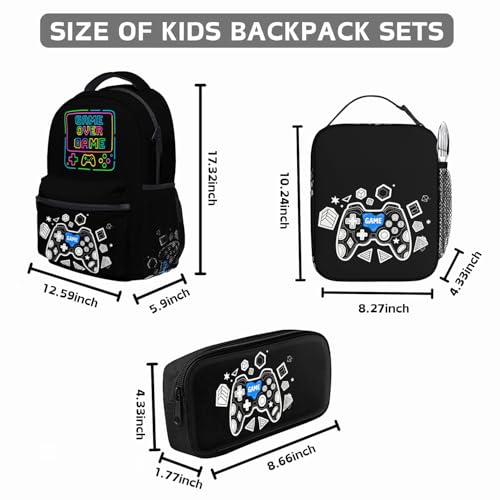 Kids Backpack With Lunch Box, Lightweight School 3 Set, Kids Game Backpack Set, Children Teens Elementary Middle School Christmas4