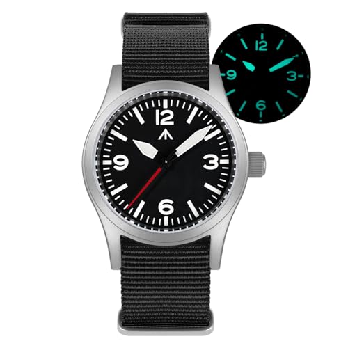 Image of Militado ML05 38mm VH31 Quartz Watch - Domed Sapphire Crystal Field Watch C3 Super Luminous Retro Sweep Wrist Watch for Men 100M Waterproof
