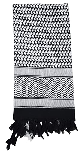 Shekaf Shemagh Scarf Men - Women /100% Cotton Military Shemagh Keffiyeh Scarf Arafat Tactical Desert Rave Bandana Head Wrap (Black Jaquard) #TOP27