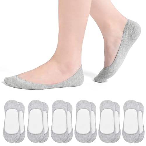 Image of RYI 6 Pairs Cotton Ultra No Show Socks Womens - Non Slip, Loafer Socks For Flats