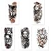 Aivoch Aivoch 10 Sheets Realistic Animals Temporary Tattoo for Men Women Adults, Wolf Tiger Rose Tattoos Stickers, Flowers Fake Tattoo Stickers, Body Art Half Arm Sleeve Tattoos (Animals)