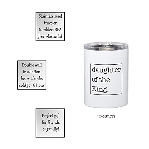 Creative Brands Lidded Tumblers - Stainless Steel Insulated Drink Holder For Hot Or Cold Beverage Tumbler With Lid By Faithworks, 12-Ounce, Daughter Of King #TOP1