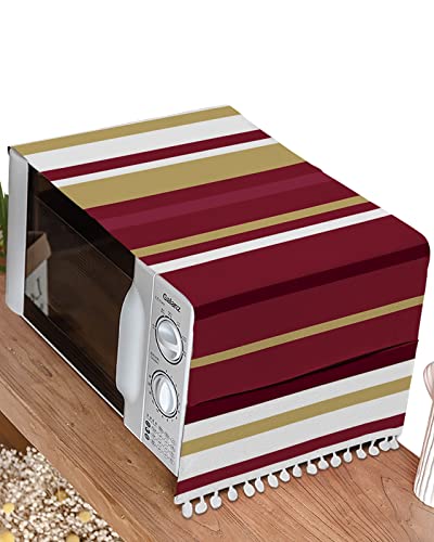 Fridge Dust Cover, Red Beige Ombre Washing Machine Top Covers With 4 Storage Pockets, Modern Retro Striped Abstract Art Kitchen Refrigerator Covers Protector Storage Organizer Bags, 28" X 67" #TOP10