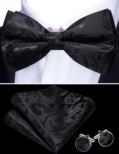 Image of Barry.Wang Men's Suit Vest Tie Bowtie Set Formal Silk Paisley Waistcoat Hanky Cufflinks Lapel Pin Set Wedding Party 7PCS