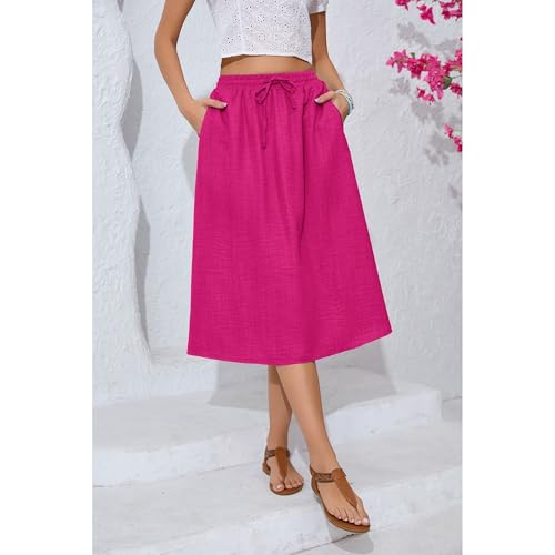 Image of Witsmile Women's Summer Pleated High Waisted Casual Flowy Skirt Pockets