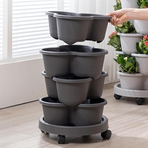 Jardinière verticale plastique résistant pot de fleurs empilable 5 étages - 4