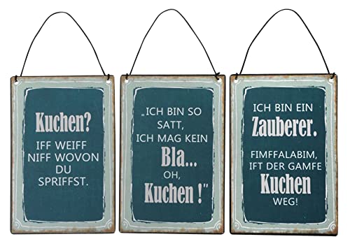 levandeo 3er Set Blechschilder H15cm Sprüche Kuchen Küche Küchendeko...