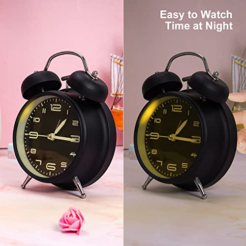 Pxy Loud Alarm Clock For Heavy Sleepers Adults 3D Dial(Battery Include), 4" Alarm Clocks For Bedrooms, Classic Silent Non-Ticking Quartz Twin Bell Alarm Clock For Kids Alarm Clock Battery Operated #TOP3