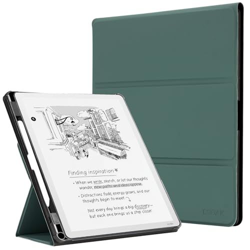 Image of CoBak Case for 11 inch Kindle Scribe 3rd Generation 2025, Kindle Scribe Colorsoft with Two Viewing Angles - All New PU Leather Cover with Auto Sleep Wake, Pen Holder. Pine Green
