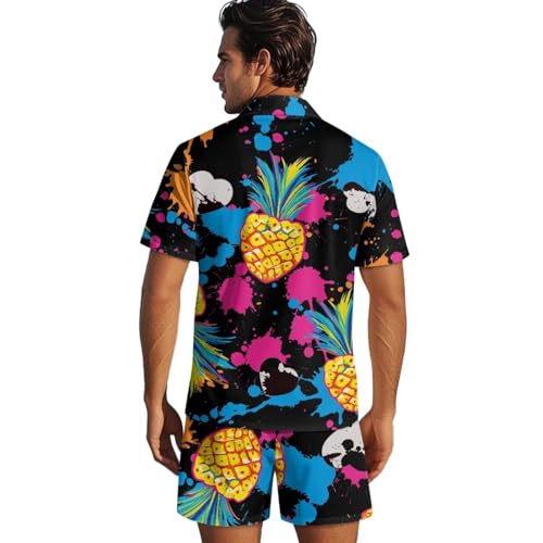 Mens Pajama Set Short Sleeve Fashion 2 PCS Sleepwear Button Down Soft Loungewear2