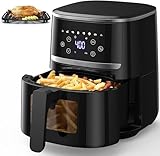 Compact 5QT Air Fryer - 1500W Quick Cook Technology, 8-In-1 Functions with 400℉ Extra Crisp Mode, Easy-View Window, Nonstick Basket - Fits In Small Kitchens