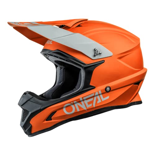 O'NEAL | Casque de Motocross | Moto MX Enduro | Coque ABS, Norme de sécurité ECE 22.05, Ventilations pour Une Ventilation optimaux | Casque 1SRS Solide | Adulte | Orange | Taille L