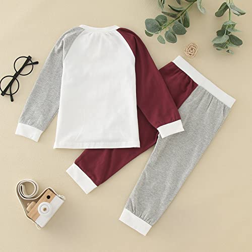 Girls Boys Cotton 𝐏a𝐣ama Set Color Block Sl𝐞epwear 𝗦nug Fit 𝐏ajamas Kids Crewneck Tops and Pants Soft Loung𝐞wear2