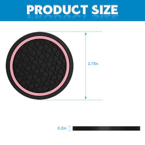 Juego 4 posavasos para auto antideslizante negro/rosa miniatura 2