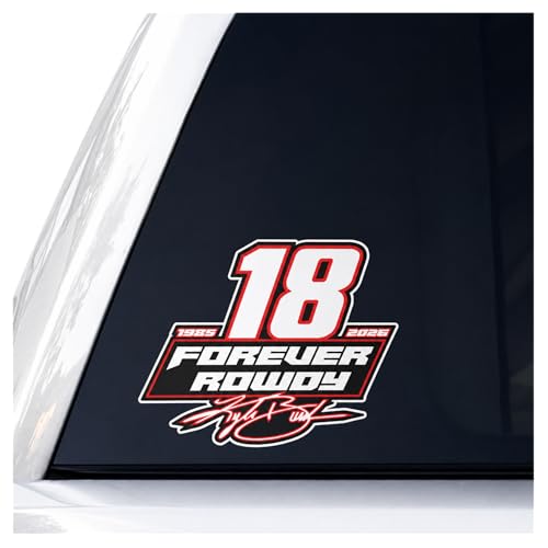 RockPaperStikrz Kyle Busch Forever Rowdy 18 Memorial Decal Vinyl 5 Inch Tall Multicolor Glossy Finish Racing Tribute Sticker