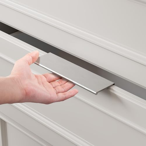 homdiy 10 Pack Brushed Nickel Cabinet Pulls 5 inch Edge Finger Pull for Kitchen Cabinets Aluminum Alloy Hardware for Dresser Drawer Cupboard Handles Easy Installation