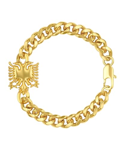 d'origine Bracelet aigle albanais, bracelet aigle albanais, chaîne d'aigle albanais, chaîne albanaise, bijou albanais pour homme, 22.5 Zentimeter, Laiton