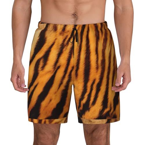 Short de bain double couche motif tigre avec doublure douce et poches