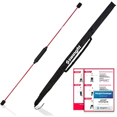 swingfit® Schwingstab inkl. praktischer Tasche & Rücken Trainingsplan - Swingstick für Tiefenmuskulatur & Reha - Gymnastik Schwungstab für Fitness (Original) Cover