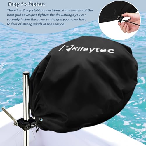 Rileytee CYSKZ-013-HEIS Boat Grill Cover,Outdoor 600D Heavy Duty Waterproof Anti-Uv Grill Cover For Magma Party Size Marine Kettle Gas Grill A10-215,Marine Kettle A10-217-3,Marine Kettle Charcoal Grill A10-114,Black thumb #2