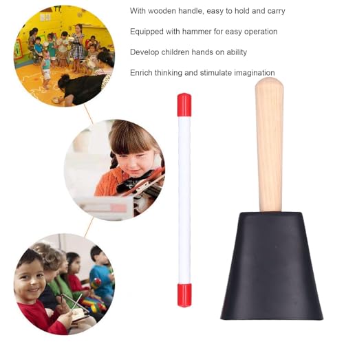 Metal Cow Bell, Cowbells Noise Makers with Wood Handle Hand Percussion Cowbell with Wooden Stick for Drum Set Sports, Home, Farm - Image 3