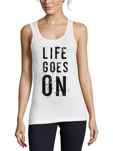 Débardeur en coton blanc pour femme Life Goes On faded vêtement été basique