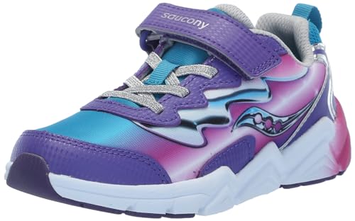 Saucony Flash Alternative Closure 3.0 Flexible, Teal/Purple/Chrome, 5 US Unisex Little Kid