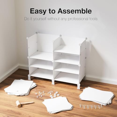 Image of Plastic Shoe Rack for Home with Door | 6-Shelf DIY Shoe Cabinet Organiser | Stores 12 Pairs | Foldable & Waterproof Shoe Stand for Entryway, Bedroom (White-HE3, 6-Layer)