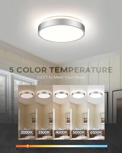 Image of Ken & Ricky 12 inch Modern Flush Mount Ceiling Light,Brush Nickel,2 Pack