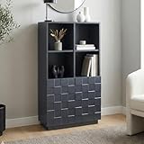 Armoire haute moderne et élégante : ce buffet haut séduit par son design épuré et contemporain. Les façades 3D décoratives apportent une touche visuelle raffinée et font de ce meuble un véritable élément de décoration dans votre intérieur.