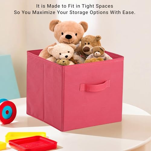 Kuber Industries Square Foldable & Multipurpose Wardrobe Storage Organizer for Home | 11 Inch Portable Cupboard/Closet Organiser Storage Box for Clothes & Toys | Pink Kuber Industries Square Foldable & Multipurpose Wardrobe Storage Organizer for Home | 11 Inch Portable Cupboard/Closet Organiser Storage Box for Clothes & Toys | Pink