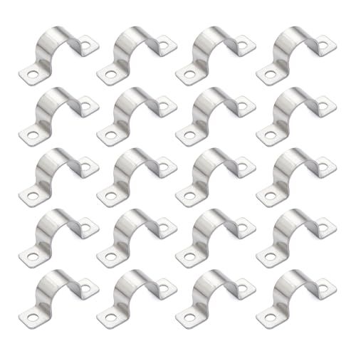 20 abrazaderas de tubo en U, 10 mm, dos agujeros, acero inoxidable, resistentes al calor y sin corrosión, ideales para uso industrial y doméstico, diámetro de 10 mm