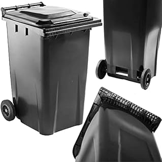 STORM TRADING GROUP 240 Litre Outdoor Wheelie Bin Grey/Black Standard Household Size Bin With Rubber Wheels For Trash and Rubbish