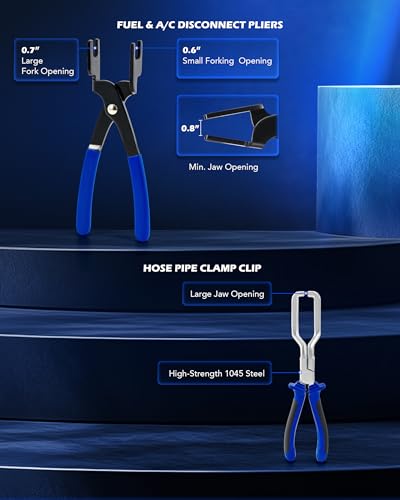 Image of OMT14pc Fuel Line Pliers &Hose Clamp Pliers Set, Fuel Line Disconnect Tool | Hose Clamp Disconnect Tool with Fuel Filter Caliper Pipe, Heavy-Duty Hose Removal Pliers, Car Pipe Repair Set for Auto Line