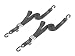 2" x 12ft PowerTye Made in USA Cam Buckle Tie-Down with Heavy-Duty Latch Hooks, Black (pair)