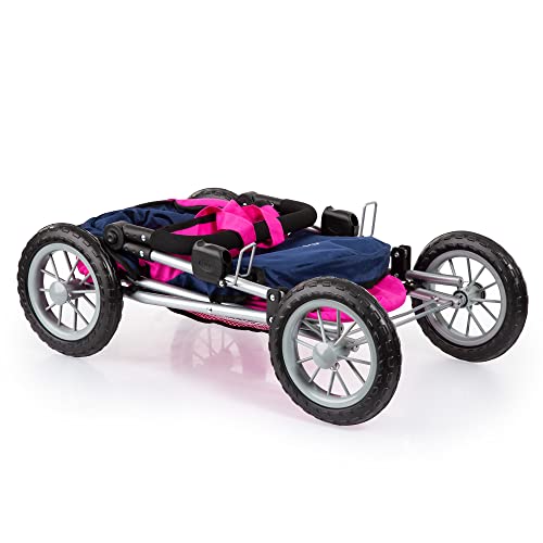 Bayer Design Dolls: Trendy Pram - Blue, Hot Pink, Butterfly - Includes Shoulder Bag, Fits Dolls Up To 18", Adjustable Handle, Kids Pretend Play, Shopping Basket, Easy To Fold, Ages 3+ #TOP1