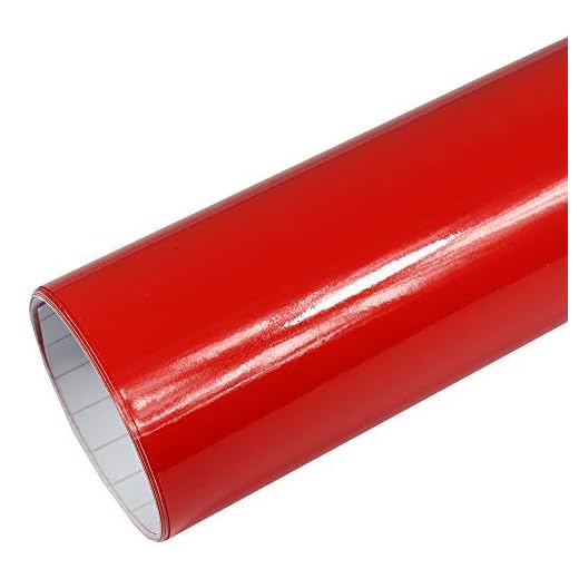 Rapid Teck® 5,26€/m Premium Glanz Rot - 1m x 1,52m - Blasenfrei mit Luftkanälen - Auto Folierung - Car Wrapping Folie - Schwarze Folie Auto