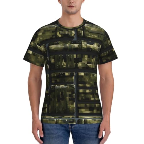 Image of Army Digital Camouflage Print Men's Slim Fit Sports T-Shirt,Crew Neck Short Sleeve Tee for Gym&Daily