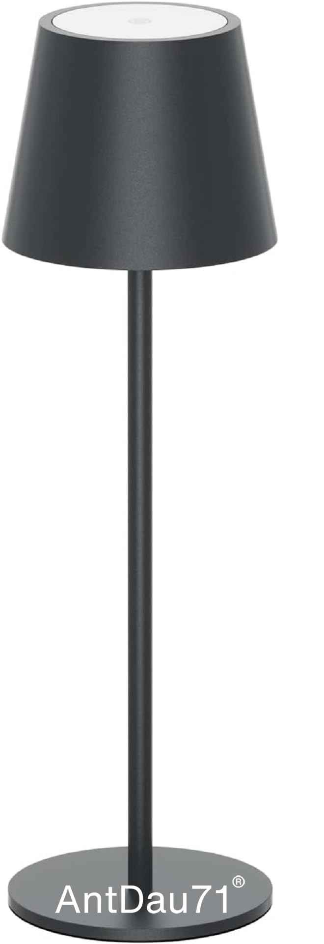 AntDau71 - USB Rechargeable Wireless Touch Table Lamp, Satin Aluminium Abalone for Bedroom Bedside Bar Restaurants Hotel Office, 3 Light Intensities (Black)