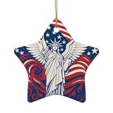 Opzioni versatili da appendere: con il suo cavo dorato da 25 cm, questa statua della libertà con stampa americana può essere appesa su alberi, pareti o anche utilizzata come etichetta regalo. La lunghezza e la robustezza del cavo offrono flessibilità nel posizionamento, adatto a qualsiasi configurazione di arredamento.