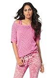 Perfekt zur Skinny-Hose Laura Scott Damen Strick Rundhals Pullover Lochstrick Pink 36/38