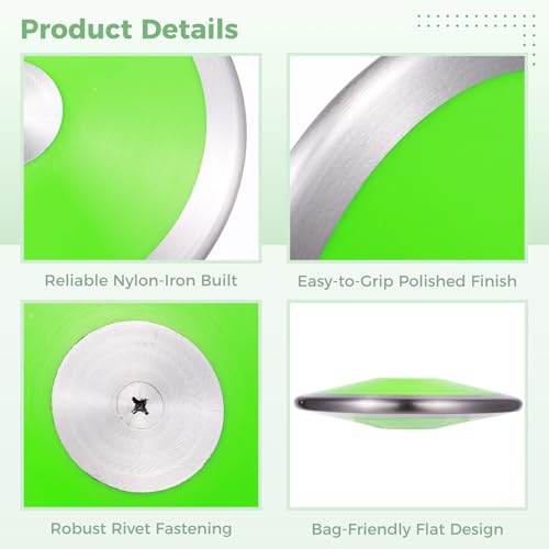 Tideme 2 Pcs 1.6 Kg Sports Training Discus, Track and Field Discus for High School Boys Girls, Reliable Nylon-Iron Built, Easy-to-Grip Anti-Slip Polished Finish, Sports Practice Discus (Green) - Thumbnail 5