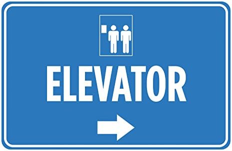 Elevator Blue White Print Right Arrow Direction Lift Picture Poster Horizontal Business Office Sign