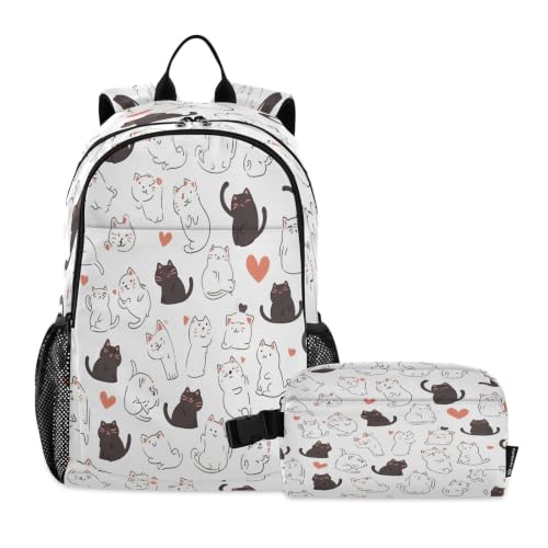 Sac d'école garçon chats blanc sac à dos étudiant voyage enfants