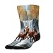 VAFZASC Women's Socks Non Slip Fashion Mid Calf Dress Socks Compatible with Wild Animal Horses Running in River Water Horse, Outdoor Cycling Decor for All Seasons