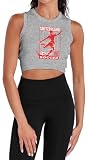 Popfunk Switzerland Soccer Player Silhouette Football Graphic Women's Sleeveless Crop Top Tank, Athletic Heather, Small