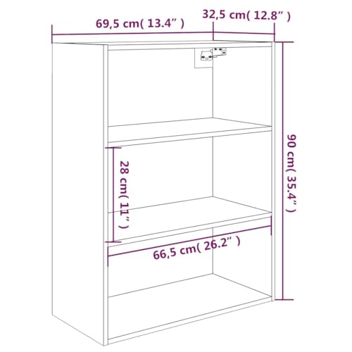 Armario de pared de madera negro con puertas para almacenaje vertical en salón moderno de 90cm 4