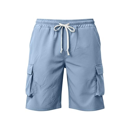 Shorts cargo para hombre con bolsillos, elásticos miniatura 1