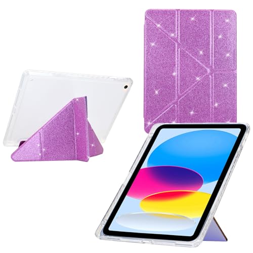 DayQiQiPu Custodia per Apple iPad 1 9.7 Pollici Supporto a Y Multi-Angolo Cover Ultra Sottile Guscio con Motivo Viola Bling Porta Matita e Auto